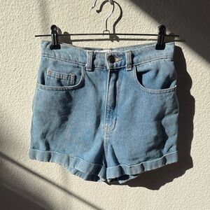 American Apparel High Waist Light Blue Jean Shorts